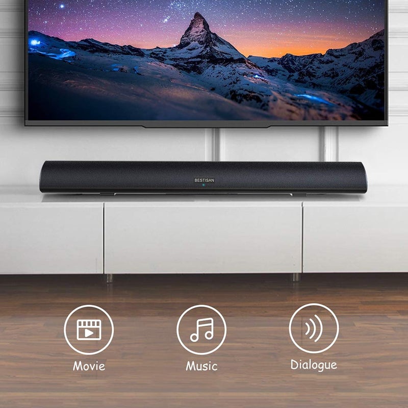 BESTISAN بار صوت BESTISAN 80 واط، بار صوت للتلفاز لنظام المسرح المنزلي (بلوتوث 5.0، 34 بوصة، DSP، صوت جهير قوي، اتصالات سلكية ولاسلكية، قابل لضبط الجهير، قابل للتعليق على الحائط) - Image 3